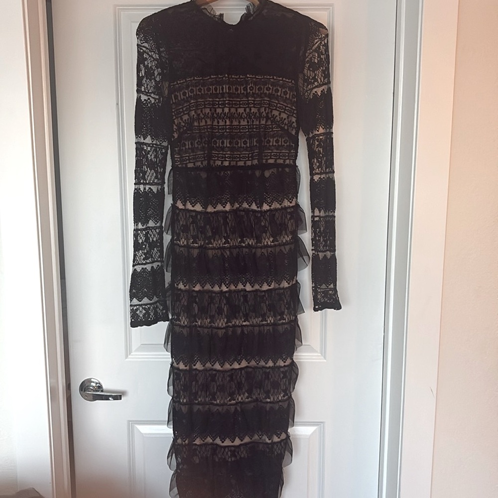 Anthropologie black lace gown. Size S